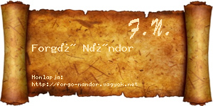 Forgó Nándor névjegykártya